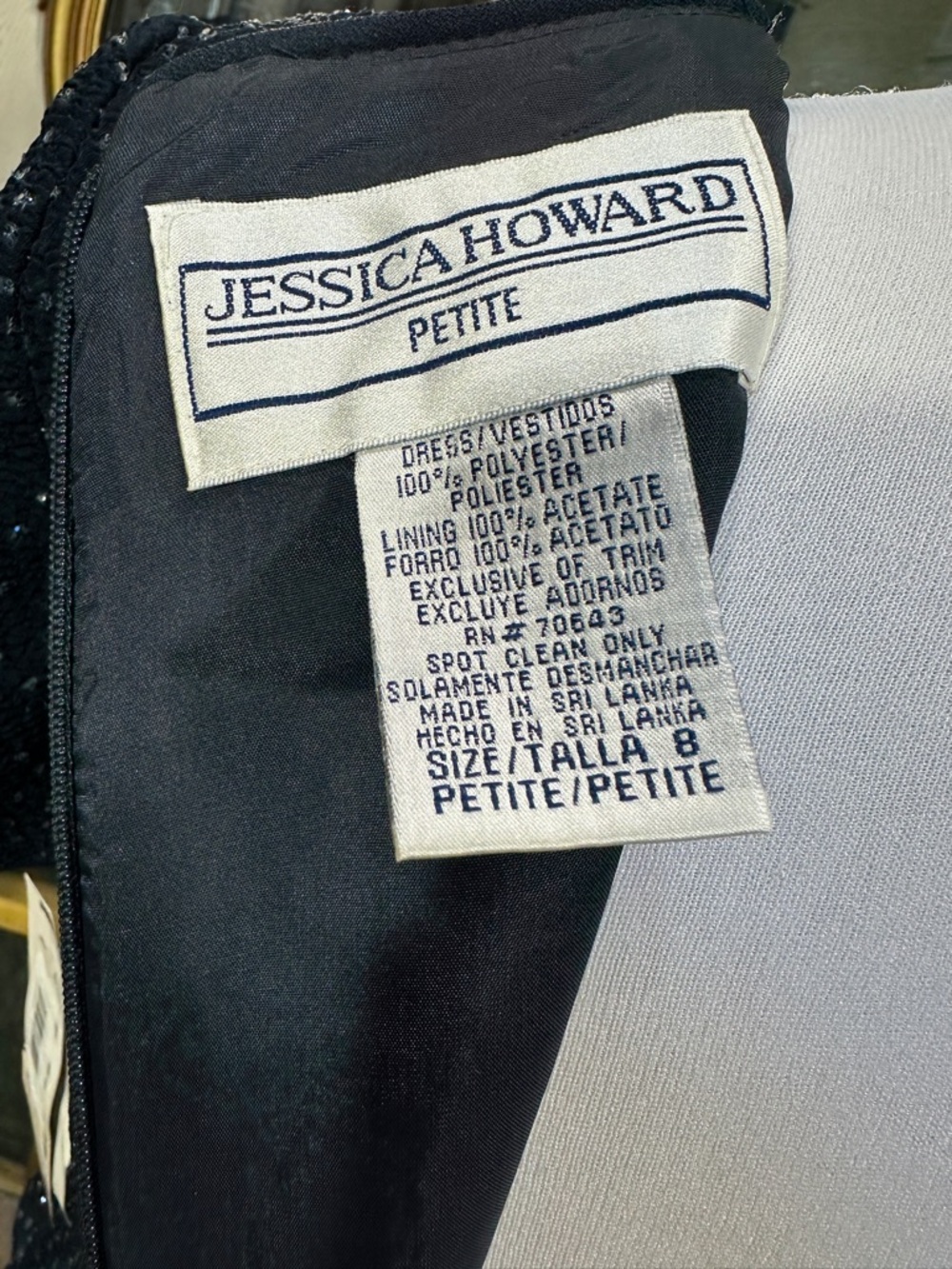 Jessica Howard Dress Size 8 Petite Vintage Navy Sequin Evening 90s Luxe - Picture 8 of 10